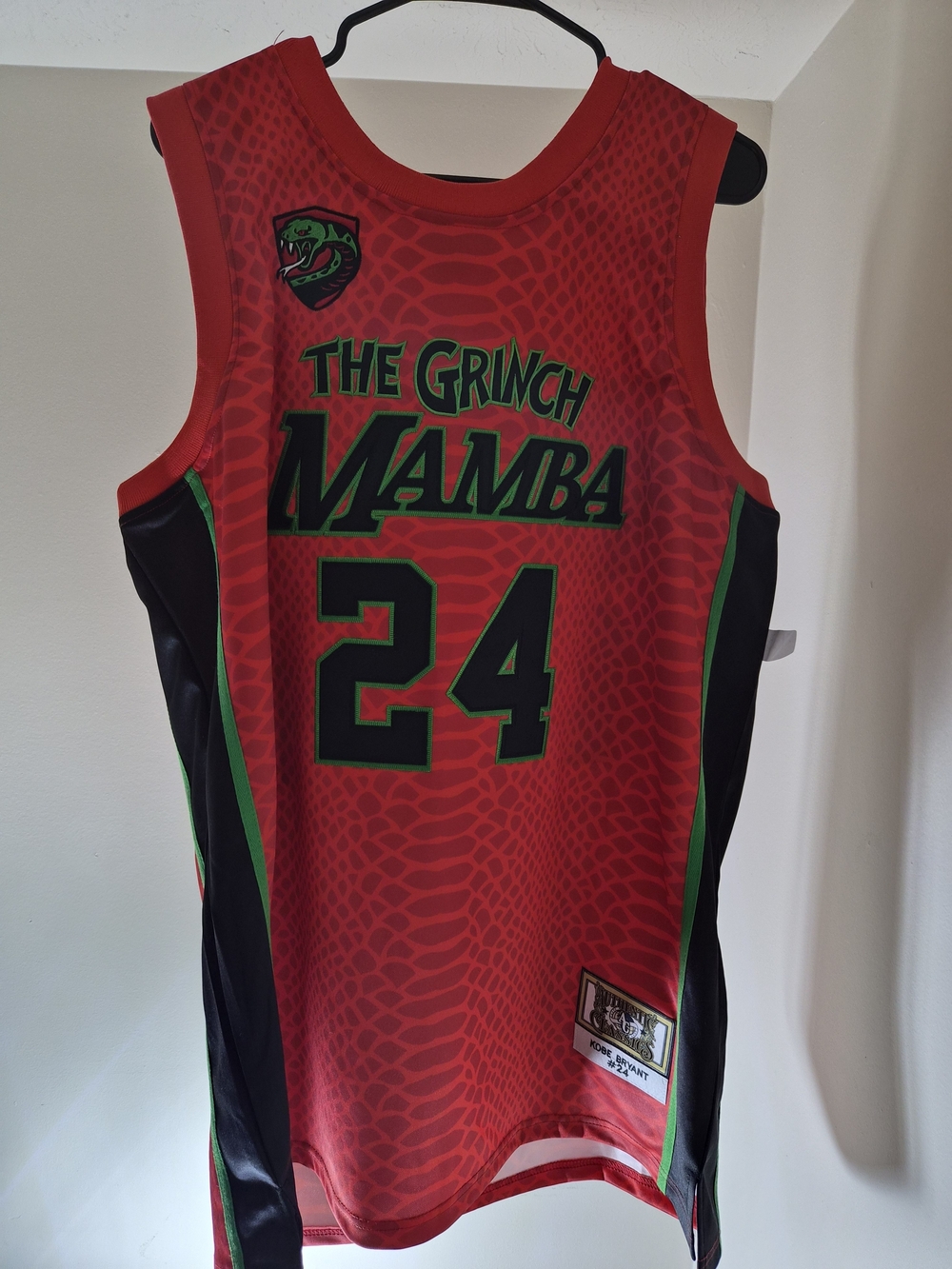 Classic Red Kobe Bryant #24 Basketball Jersey with Green Trim